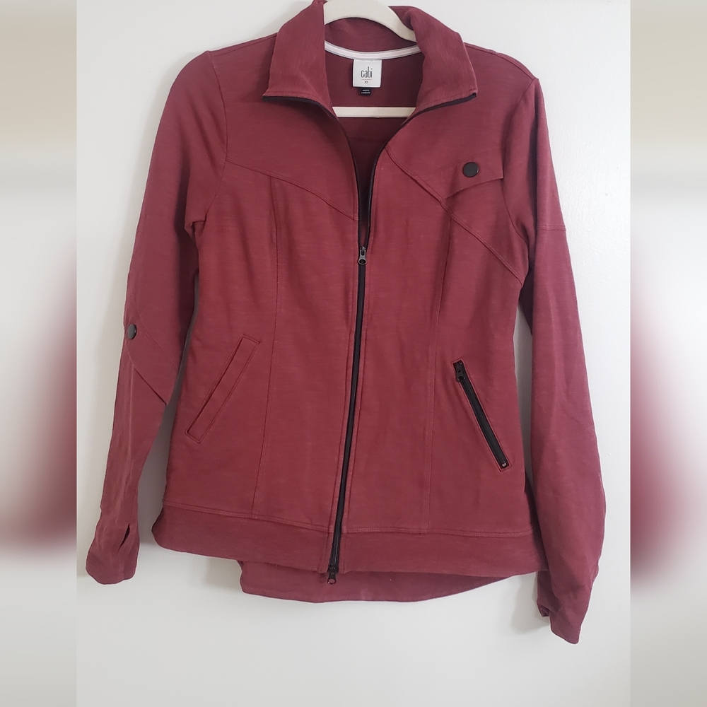 cabi Women's Burgundy Jacket XXS Full Zip Athleisure Casual Training Loungewear